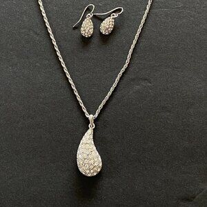 Crystal Pave Tear Drop Necklace & Earrings Set​​​​​​​​​​